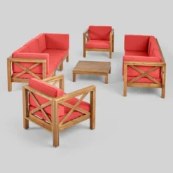 Brava 9pc Acaia Wood Patio Conversation Set - Christopher Knight Home -Christopher Knight Home GUEST 2bde9c90 a1c8 45d6 898c 707f6ba75ab9
