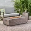 Senoia Outdoor Rectangular Fire Pit With Tank Holder - Brown - Christopher Knight Home
