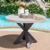 Goleta Round Concrete & Iron Dining Table - White - Christopher Knight Home