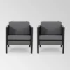 Jax Set Of 2 Faux Wood Club Chairs - Gray/Black - Christopher Knight Home