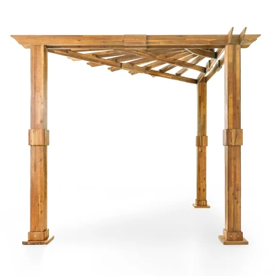 Dilan Outdoor Acacia Wood Triangle Pergola - Teak/Black - Christopher Knight Home 2 Dilan Outdoor Acacia Wood Triangle Pergola - Teak/Black - Christopher Knight Home - Image 2