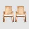 Cayo 2pk Acacia Wood Rocking Chair - Natural/Cream - Christopher Knight Home