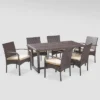 Harlowe 7pc Wicker Dining Set - Brown/Cream - Christopher Knight Home