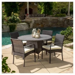 Theodore 5pc Wicker Patio Dining Set - Christopher Knight Home -Christopher Knight Home GUEST 2e60385f 18cf 4038 8760 5a54195957c5