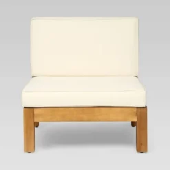 Brava 4pc Acacia Modular Sofa And Table Set - Teak/Beige - Christopher Knight Home -Christopher Knight Home GUEST 2e836f23 f30f 4b40 b5d5 2cc54255976a