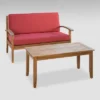 Peyton 2pc Acacia Wood Loveseat And Coffee Table Set - Teak/Red - Christopher Knight Home