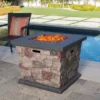 Carson Outdoor Stone Square Fire Pit - Gray - Christopher Knight Home