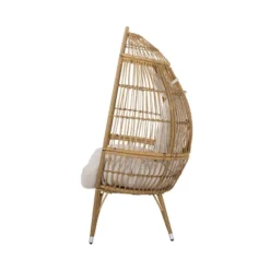 Serina Outdoor Wicker Teardrop Chair With Cushion - Beige/Light Brown - Christopher Knight Home -Christopher Knight Home GUEST 320e5830 abbc 4442 99f6 e48eab33dfe5