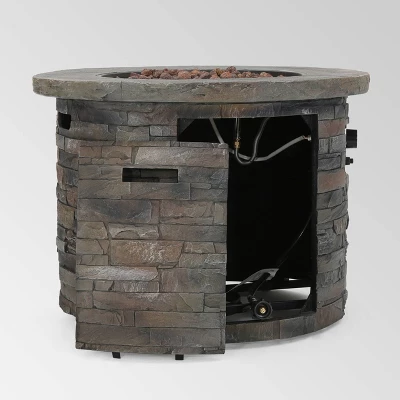 Blaeberry Outdoor Circular Fire Pit Natural Stone - Christopher Knight Home 2 Blaeberry Outdoor Circular Fire Pit Natural Stone - Christopher Knight Home - Image 2