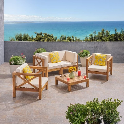 Brava 5pc Acacia Wood Patio Conversation Set - Christopher Knight Home 6 Brava 5pc Acacia Wood Patio Conversation Set - Christopher Knight Home - Image 6
