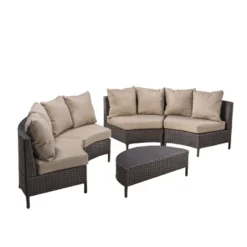 Newton 5pc Wicker Patio Lounge Set- Brown - Christopher Knight Home -Christopher Knight Home GUEST 34073838 3148 494b be4f bb7d72d965f6