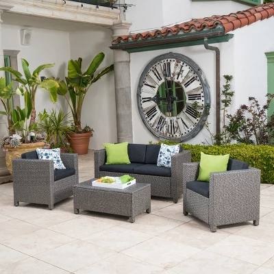 Puerta 4pc Wicker Chat Set & Cover - Christopher Knight Home 6 Puerta 4pc Wicker Chat Set & Cover - Christopher Knight Home - Image 6