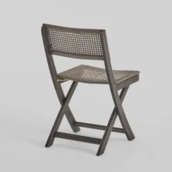 Hillside 3pc Wood And Wicker Foldable Bistro Set Dark Gray/Brown - Christopher Knight Home -Christopher Knight Home GUEST 38a50241 bf45 4729 8ec6 2f2701a37e49