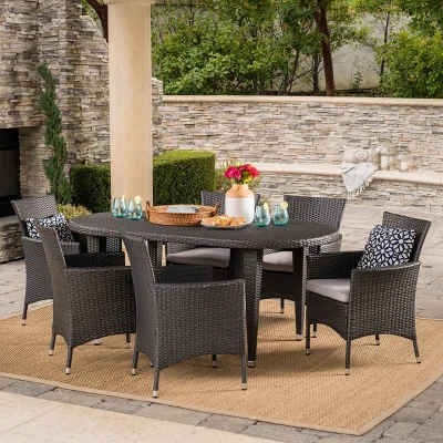 Vincent 7pc Wicker Patio Dining Set - Christopher Knight Home 6 Vincent 7pc Wicker Patio Dining Set - Christopher Knight Home - Image 6