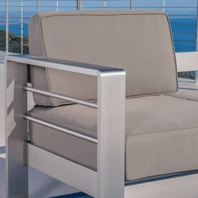 Cape Coral 2pk Aluminum Patio Club Chair - Khaki - Christopher Knight Home 2 Cape Coral 2pk Aluminum Patio Club Chair - Khaki - Christopher Knight Home - Image 2