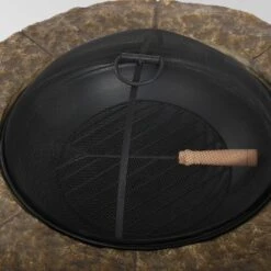 Clarendon 5pc Acacia Wood Club Chairs And Fire Pit Set - Teak/White/Natural Stone - Christopher Knight Home -Christopher Knight Home GUEST 3c01e18d 7f09 40eb b3bc 36f01c4f5bd0