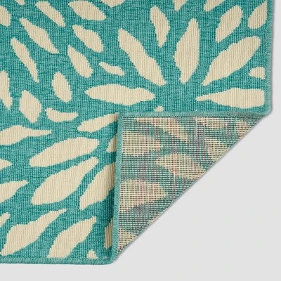 Simone Floral Outdoor Rug Blue/Ivory - Christopher Knight Home 3 Simone Floral Outdoor Rug Blue/Ivory - Christopher Knight Home - Image 3