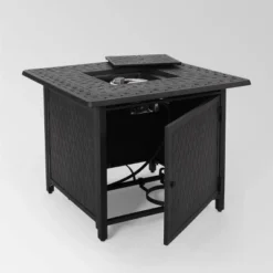 Aspen Outdoor Square Aluminum Fire Pit - Matte Black - Christopher Knight Home -Christopher Knight Home GUEST 3f001957 6657 4a2f 8d3e 7b0f4571ad0d