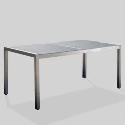 Cape Coral Rectangle Aluminum & Tempered Glass Dining Table - Silver/Gray - Christopher Knight Home -Christopher Knight Home GUEST 3f67e81b 548d 42d6 915a 25a5995f568f