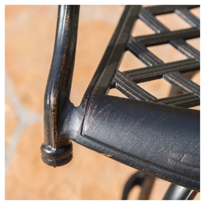 Santa Maria 3-piece Cast Aluminum Patio Bistro Bar Set - Copper - Christopher Knight Home 3 Santa Maria 3-piece Cast Aluminum Patio Bistro Bar Set - Copper - Christopher Knight Home - Image 3