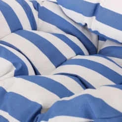 Los Alamitos Indoor/Outdoor Wicker Hanging Chair With 8' Chain - White/Blue - Christopher Knight Home -Christopher Knight Home GUEST 3fd22610 0448 4123 be58 b07047558772