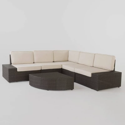 Santa Cruz 6pc Wicker Patio Sofa Set - Brown - Christopher Knight Home 1 Santa Cruz 6pc Wicker Patio Sofa Set - Brown - Christopher Knight Home