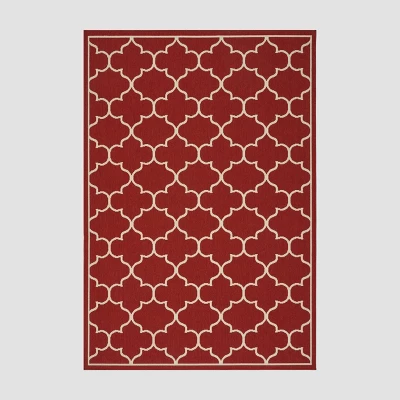 Thornhill Geometric Outdoor Rug Red/Ivory - Christopher Knight Home 5 Thornhill Geometric Outdoor Rug Red/Ivory - Christopher Knight Home - Image 5