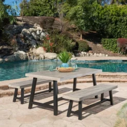 Carlisle 3pc Rustic Wood Patio Dining Set - Christopher Knight Home -Christopher Knight Home GUEST 42965b1e 4353 4508 becd 717bb2b97071