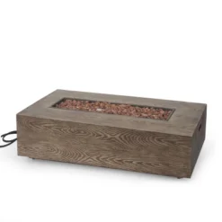 Senoia Outdoor Rectangular Fire Pit With Tank Holder - Brown - Christopher Knight Home -Christopher Knight Home GUEST 42cceb60 5d11 4ff6 a70a a68b6289dfd4