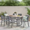 Colfax 7pc Outdoor Aluminum Dining Set - Natural/Gray/Dark Gray - Christopher Knight Home