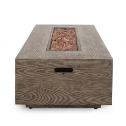 Aidan Outdoor 50000 BTU Iron Rectangular Fire Pit Wood Pattern Brown - Christopher Knight Home -Christopher Knight Home GUEST 4497870e b7cb 4ca4 9a01 08a91d66aded 1