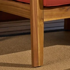 Grenada 5pc Acacia Sectional Sofa Set - Teak/Red - Christopher Knight Home -Christopher Knight Home GUEST 456763cb 673b 4ccf baca 64f07d0a027c