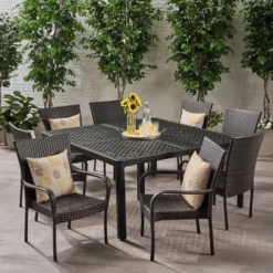 Bullpond 9pc Aluminum And Wicker Dining Set - Christopher Knight Home 12 Bullpond 9pc Aluminum And Wicker Dining Set - Christopher Knight Home -Christopher Knight Home GUEST 460a0b37 3136 486c a19a 82e759f37e37
