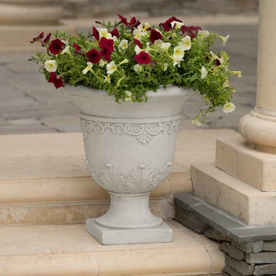 20" Wide Planter Urn Patio Moroccan Fiber Stone White - Christopher Knight Home 1 20" Wide Planter Urn Patio Moroccan Fiber Stone White - Christopher Knight Home