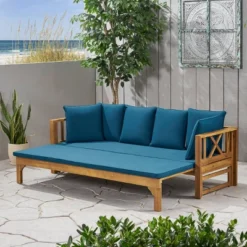 Long Beach Acacia Wood Extendable Patio Daybed Sofa Teak - Christopher Knight Home -Christopher Knight Home GUEST 48222d1b 0645 472b bc41 4be12e2a99d6