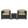 Puerta 3pc Wicker Club Chair Set - Dark Brown - Christopher Knight Home