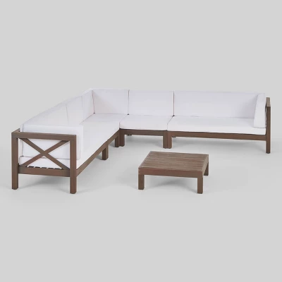 Brava 6pc Acacia Wood Sectional Patio Seating Set - Christopher Knight Home 1 Brava 6pc Acacia Wood Sectional Patio Seating Set - Christopher Knight Home