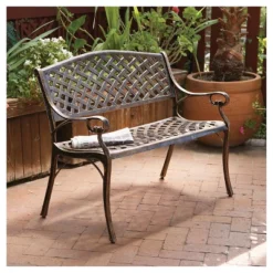 Cozumel Cast Aluminum Patio Bench - Antique Copper - Christopher Knight Home