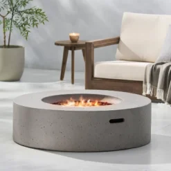 Aidan Outdoor 50000 BTU Light Weight Concrete Circular Fire Pit Light Gray - Christopher Knight Home -Christopher Knight Home GUEST 4cfc657a 6caf 4d97 a09b 01bc05afe066