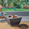 Mia Outdoor Wood Burning Lightweight Concrete Square Fire Pit - Gray - Christopher Knight Home
