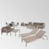 Cape Coral 16pc Aluminum Estate Collection With Fire Pit - Silver/Clear/Khaki/Light Gray - Christopher Knight Home