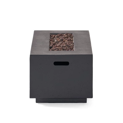 Aidan Outdoor 40000 BTU Light Weight Concrete Rectangular Fire Pit Dark Gray - Christopher Knight Home 3 Aidan Outdoor 40000 BTU Light Weight Concrete Rectangular Fire Pit Dark Gray - Christopher Knight Home - Image 3