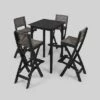 Polaris 5pc Wood And Wicker 26" Square Bar Set Dark Gray - Christopher Knight Home