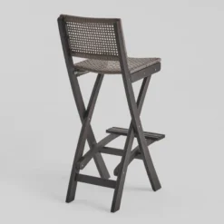 Polaris 3pc Wood And Wicker 26" Square Bar Set Dark Gray - Christopher Knight Home -Christopher Knight Home GUEST 51405a9c 60c4 4a4f a496 83d978d2b0e5