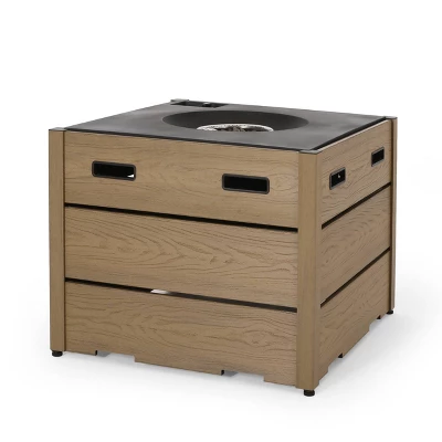 Archie Outdoor Square Fire Pit - Brown - Christopher Knight Home 4 Archie Outdoor Square Fire Pit - Brown - Christopher Knight Home - Image 4