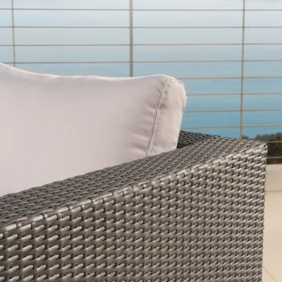 Santa Rosa 7pc Wicker Chat Set - Gray/Silver - Christopher Knight Home 2 Santa Rosa 7pc Wicker Chat Set - Gray/Silver - Christopher Knight Home - Image 2