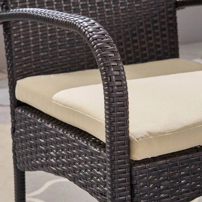 Clayton 7pc Acacia Wood & Iron Dining Set - Teak/Brown/Cream - Christopher Knight Home 3 Clayton 7pc Acacia Wood & Iron Dining Set - Teak/Brown/Cream - Christopher Knight Home - Image 3