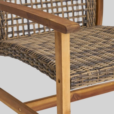 Augusta 5pc Wood & Wicker Chat Set With Fire Pit - Natural/Gray/Light Gray - Christopher Knight Home 6 Augusta 5pc Wood & Wicker Chat Set With Fire Pit - Natural/Gray/Light Gray - Christopher Knight Home - Image 6