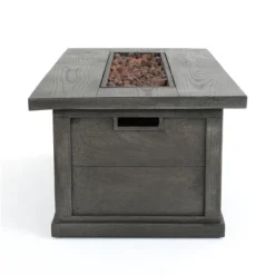 Anchorage Outdoor 50000 BTU Light Weight Concrete Rectangular Fire Pit Wood Pattern Gray - Christopher Knight Home -Christopher Knight Home GUEST 5575cb48 609c 4e7e 8fbb e7e0f269365a