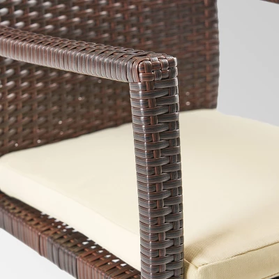 Villa 9pc Wood And Wicker Expandable Dining Set Brown And Cream - Christopher Knight Home 3 Villa 9pc Wood And Wicker Expandable Dining Set Brown And Cream - Christopher Knight Home - Image 3